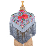 Kleiner bestickter Flamenco-Schal Light Denim Blue - Ribes y Casals