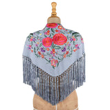 Kleiner bestickter Flamenco-Schal Light Denim Blue - Ribes y Casals