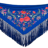 Bestickter blau-blauer Flamenco-Schal - Ribes y Casals