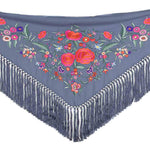 Blauer Denim bestickter Flamenco-Schal - Ribes y Casals