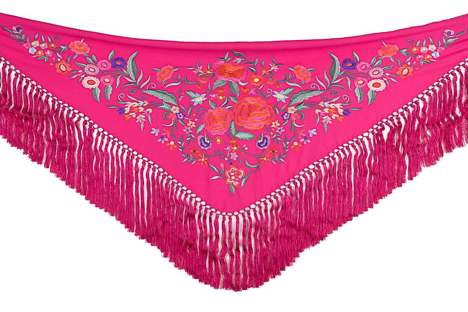 Kleiner Schal mit Flamenco-Stickerei in Fuchsia - Ribes y Casals