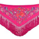Kleiner Schal mit Flamenco-Stickerei in Fuchsia - Ribes y Casals