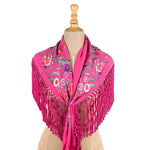Kleiner Schal mit Flamenco-Stickerei in Fuchsia - Ribes y Casals