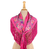 Kleiner Schal mit Flamenco-Stickerei in Fuchsia - Ribes y Casals