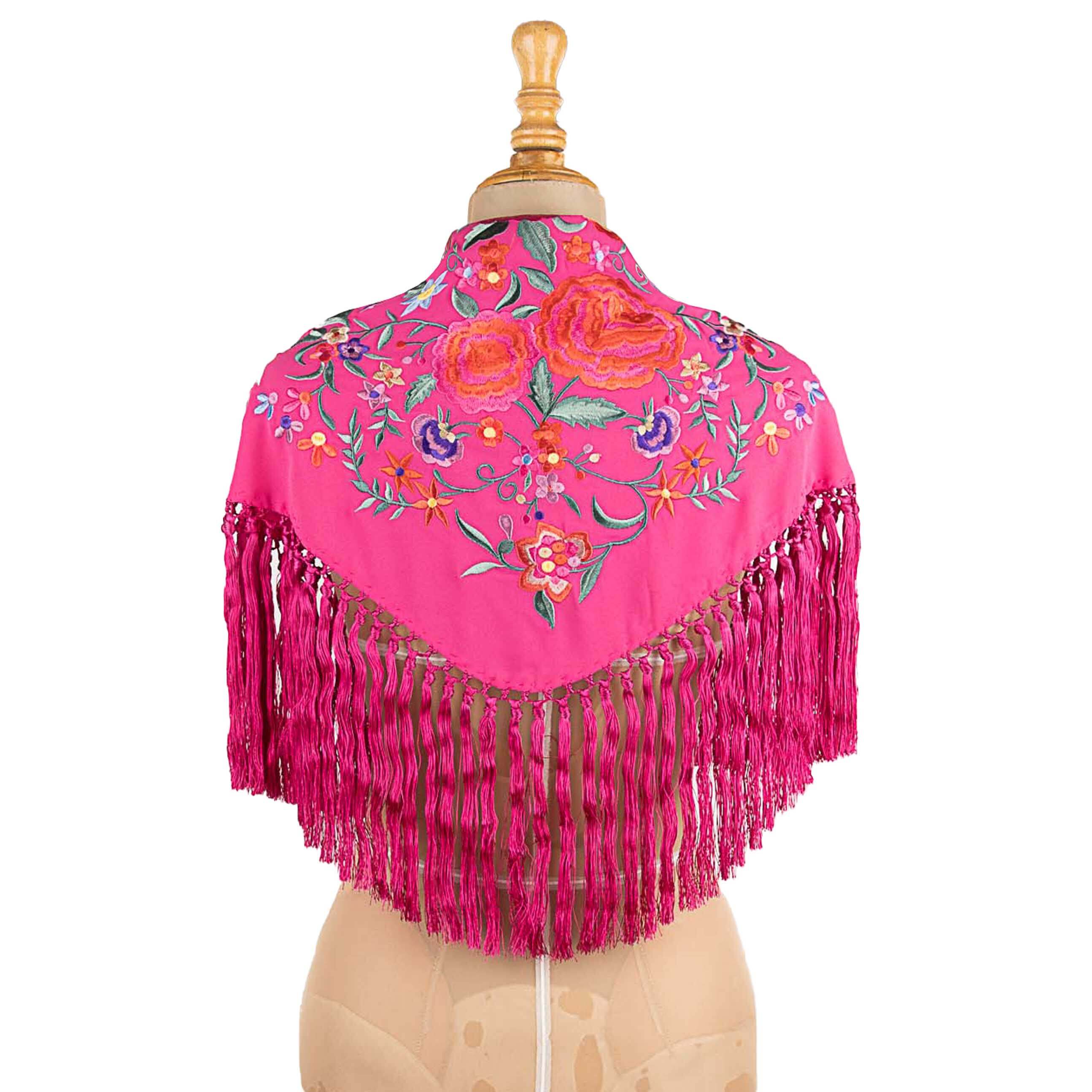 Kleiner Schal mit Flamenco-Stickerei in Fuchsia - Ribes y Casals