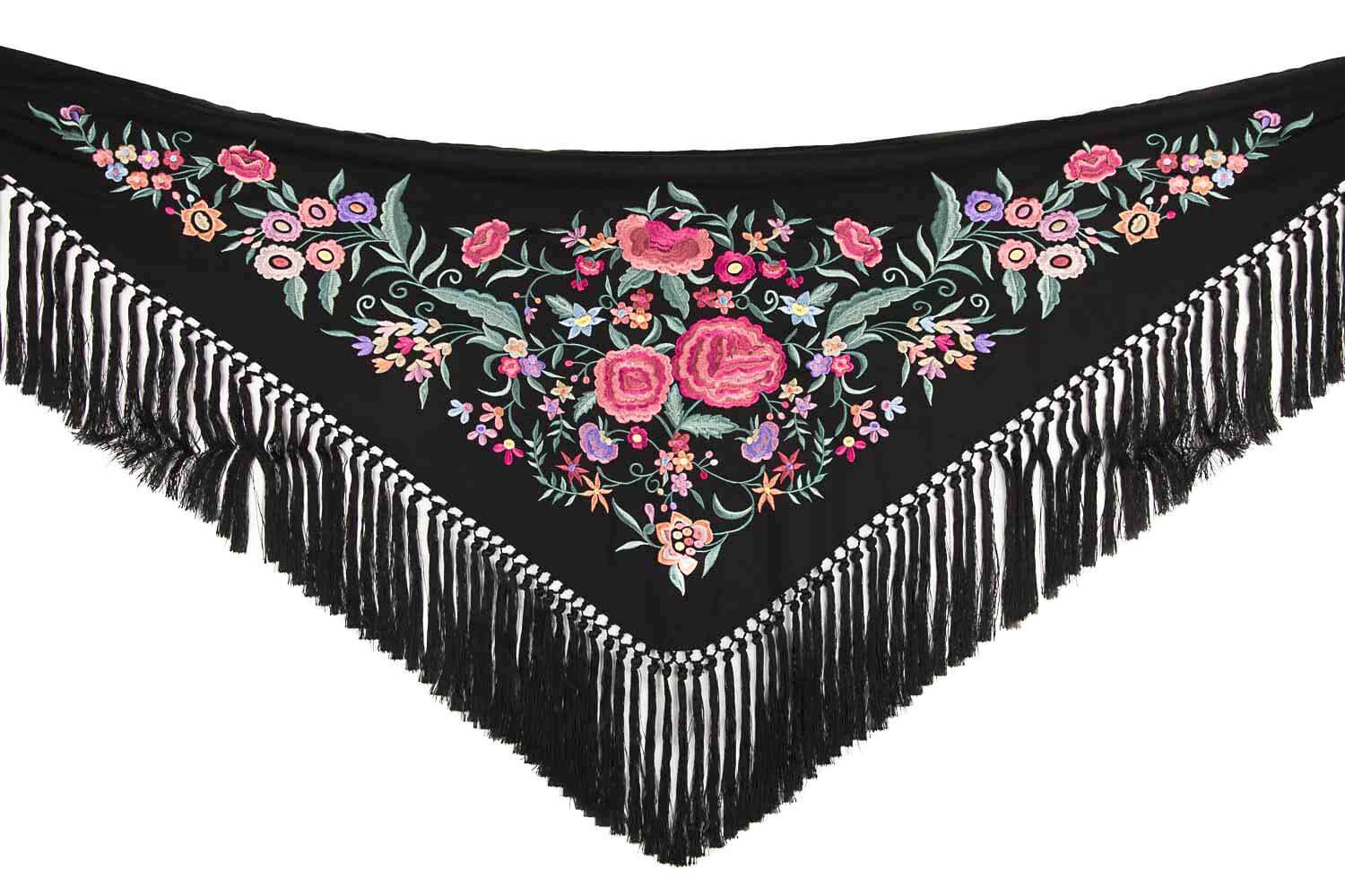 Kleines Schwarzes Gesticktes Flamenco-Tuch - Ribes y Casals