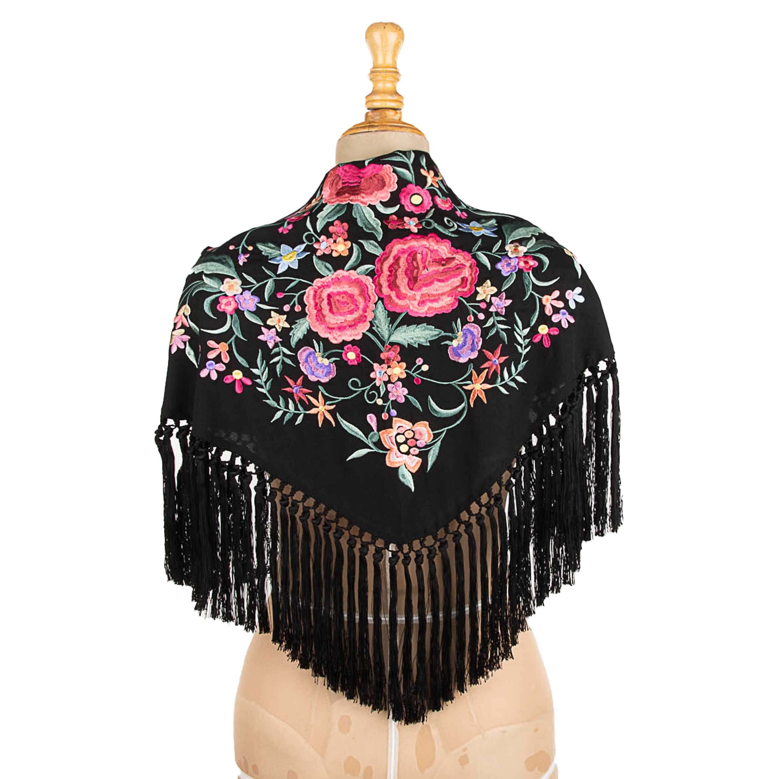 Kleines Schwarzes Gesticktes Flamenco-Tuch - Ribes y Casals