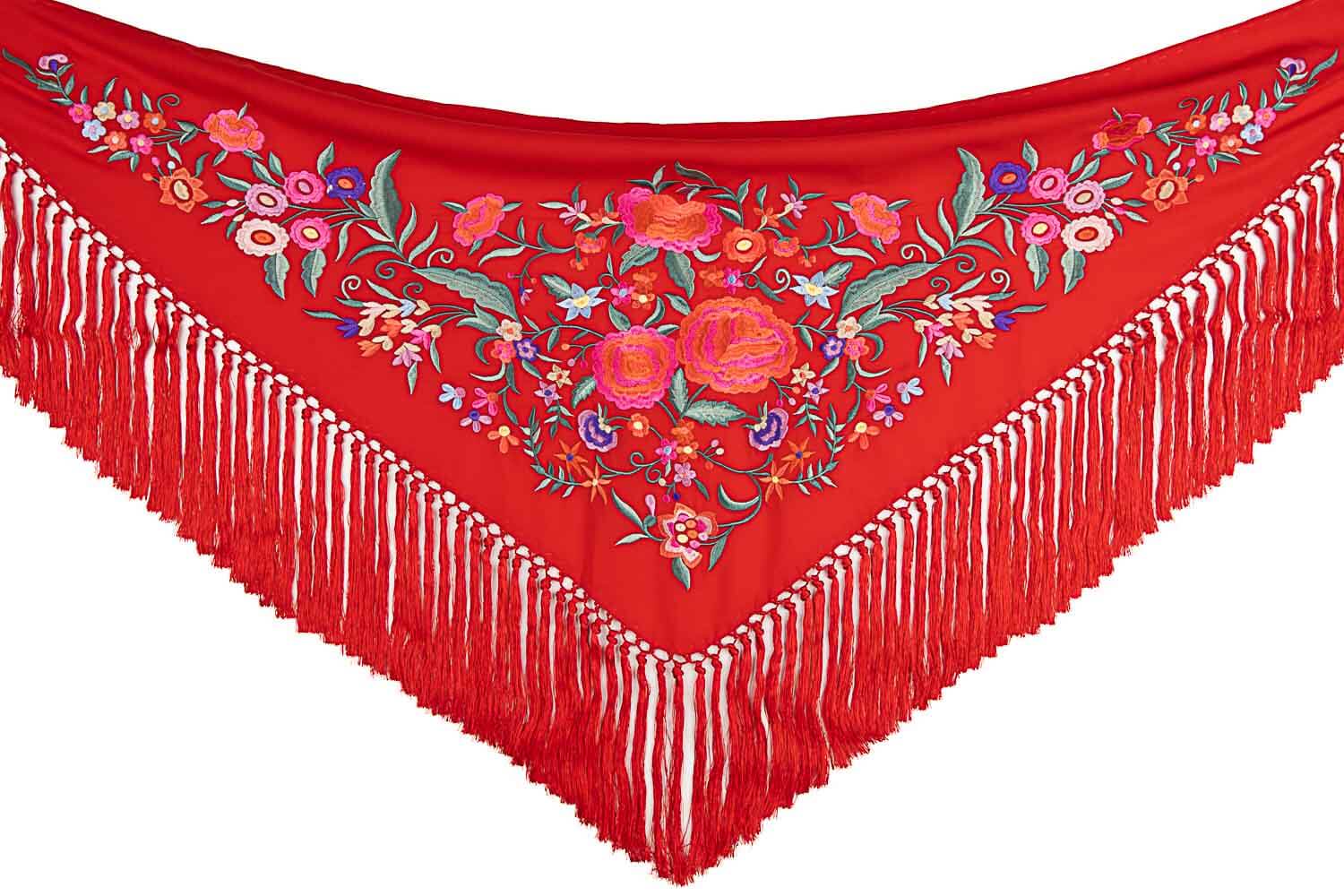 Kleiner Schal mit roter Flamenco-Stickerei - Ribes y Casals