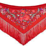 Kleiner Schal mit roter Flamenco-Stickerei - Ribes y Casals