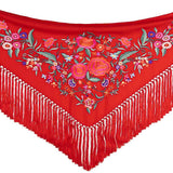Kleiner Schal mit roter Flamenco-Stickerei - Ribes y Casals