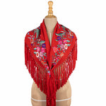 Kleiner Schal mit roter Flamenco-Stickerei - Ribes y Casals