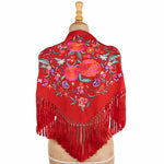 Kleiner Schal mit roter Flamenco-Stickerei - Ribes y Casals