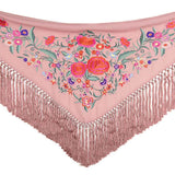 Gestickter rosa Rhabarber Gestickter Flamenco-Schal - Ribes y Casals