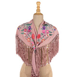 Gestickter rosa Rhabarber Gestickter Flamenco-Schal - Ribes y Casals