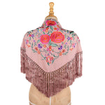 Gestickter rosa Rhabarber Gestickter Flamenco-Schal - Ribes y Casals