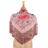 Gestickter rosa Rhabarber Gestickter Flamenco-Schal - Ribes y Casals