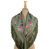 Kleiner Schal für Flamenco-Stickerei in Khaki Grün - Ribes y Casals