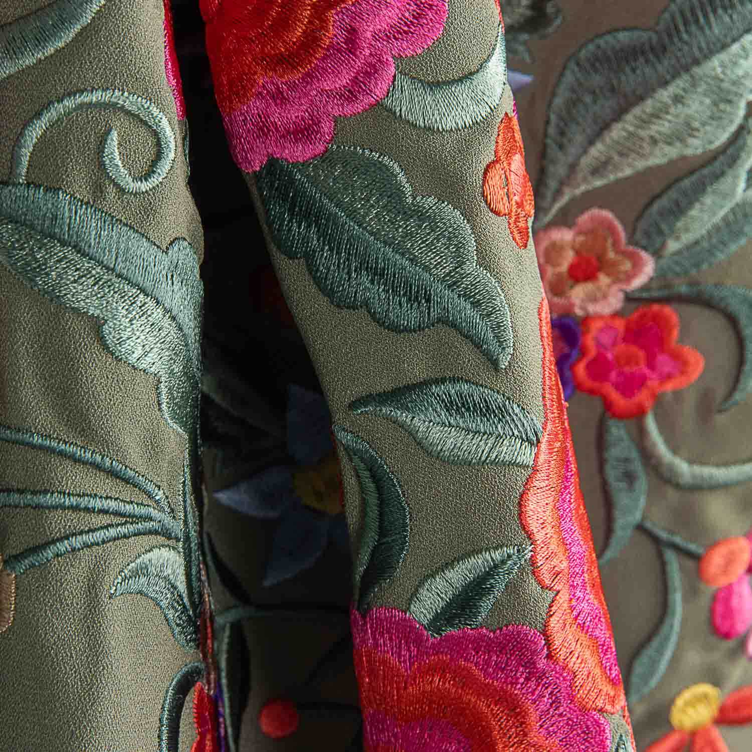 Kleiner Schal für Flamenco-Stickerei in Khaki Grün - Ribes y Casals