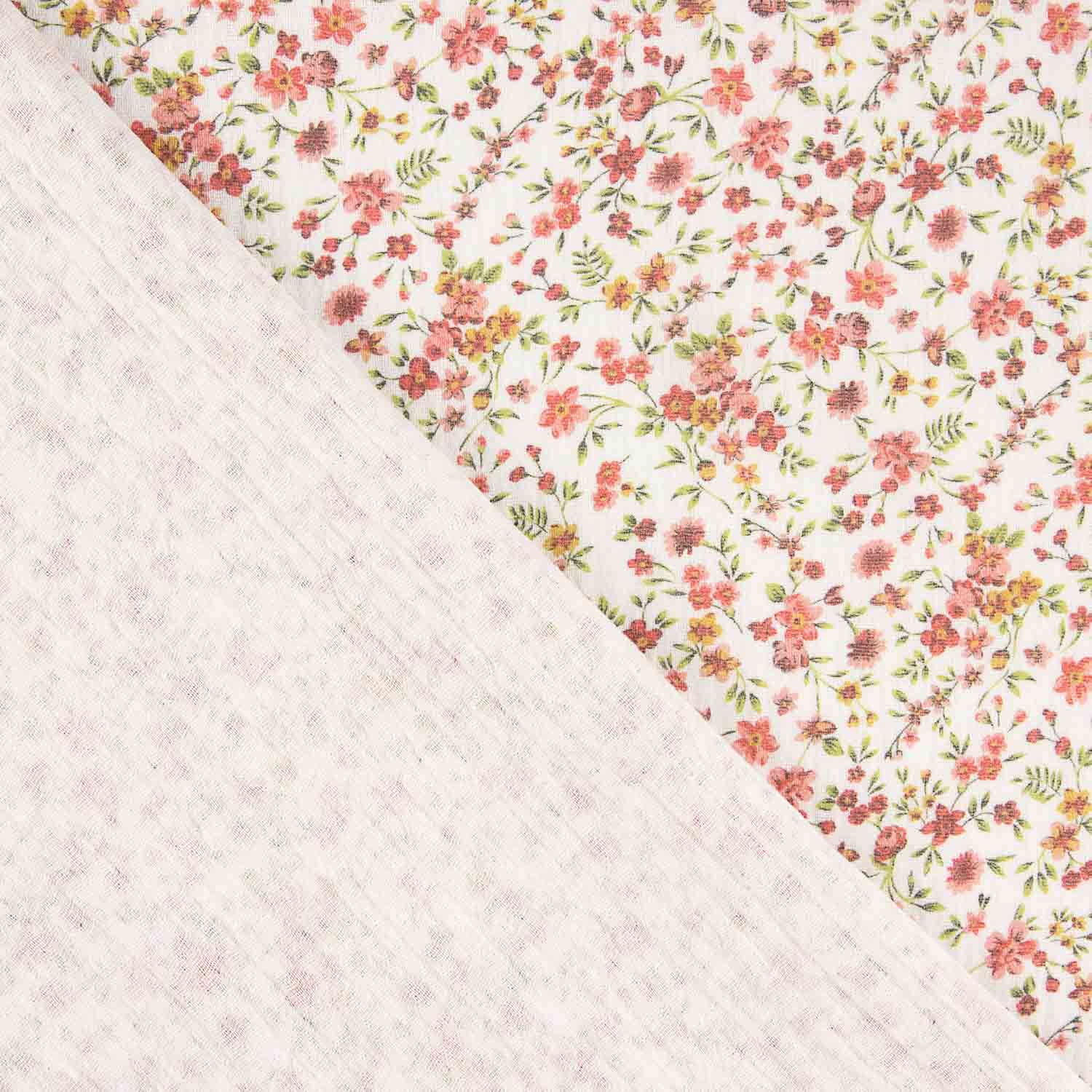 Baumwoll-Musselin-Stoffrest mit Mini-Rosenmuster – verschiedene Maße x 150 cm breit - Ribes y Casals
