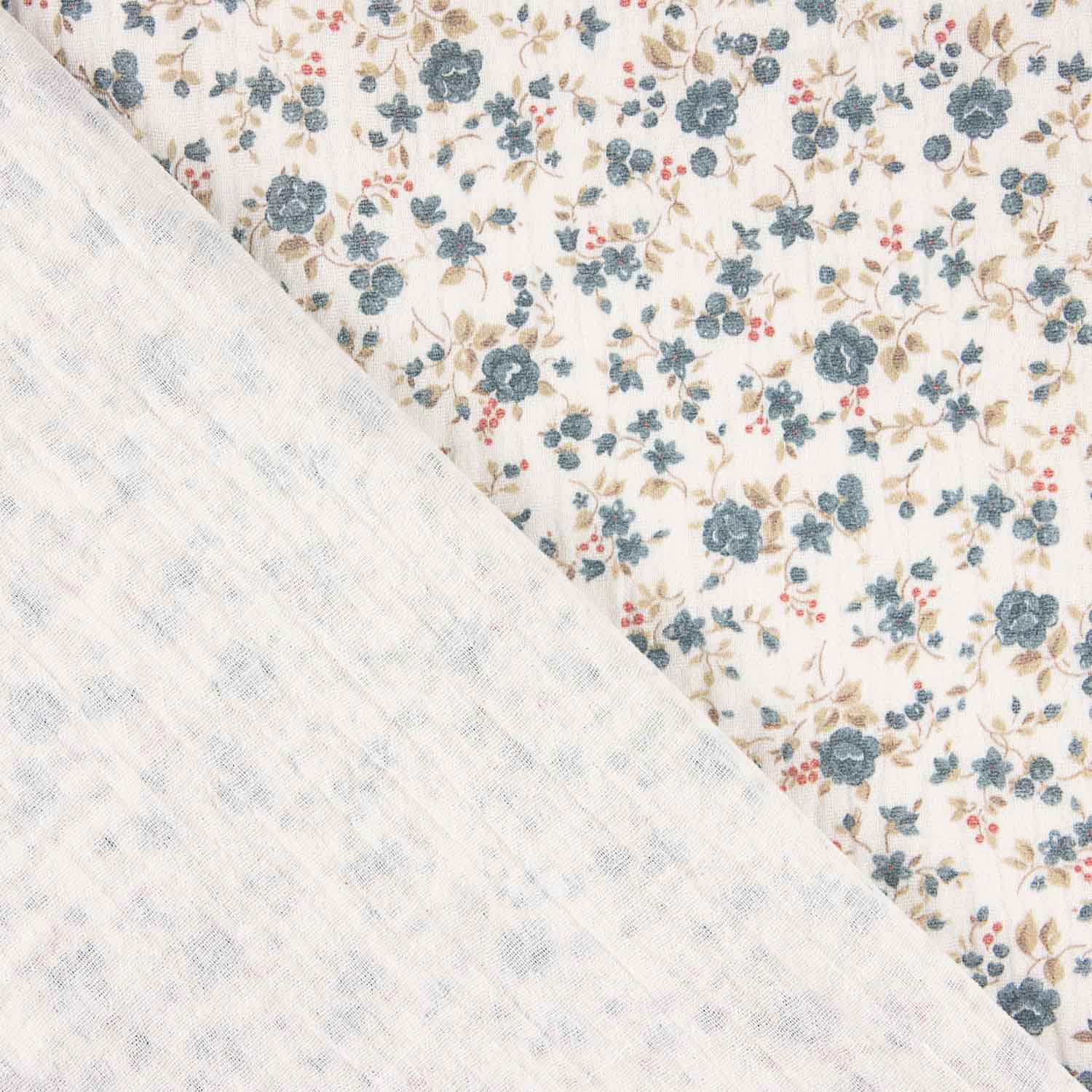Vintage Blau Blume Baumwolle Musselin Retalina Vintage 100 x 150 cm - Ribes y Casals