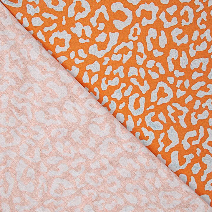 Bedrucktes Perkal „Nairobi“ in Orange und Hellblau - Ribes y Casals