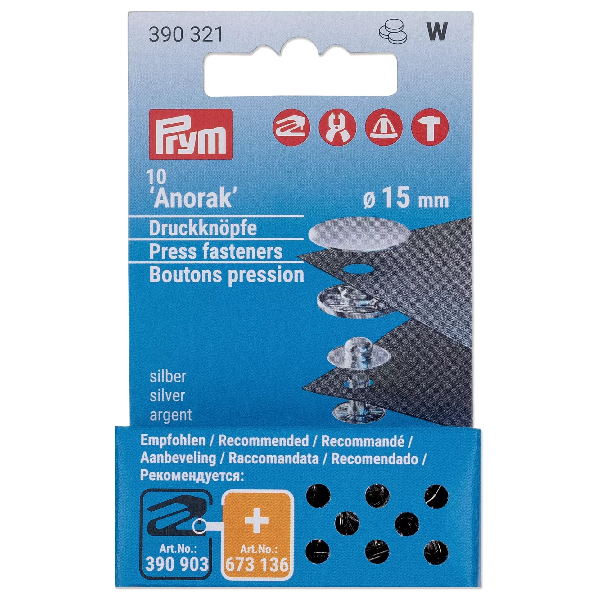 Anorak Prym Druckknöpfe Ersatzteil 390321 15 mm - Ribes y Casals