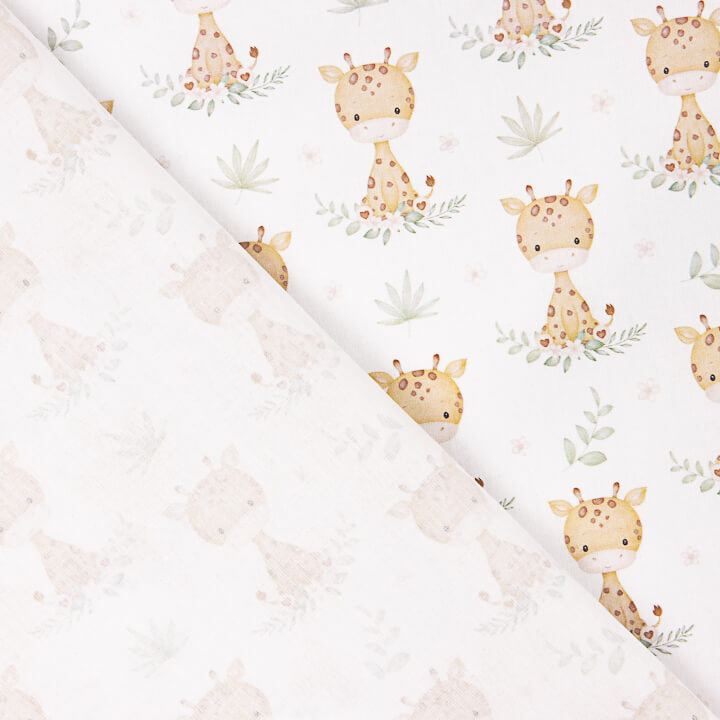 Bedrucktes Perkal mit Safari-Giraffenmuster - Ribes y Casals