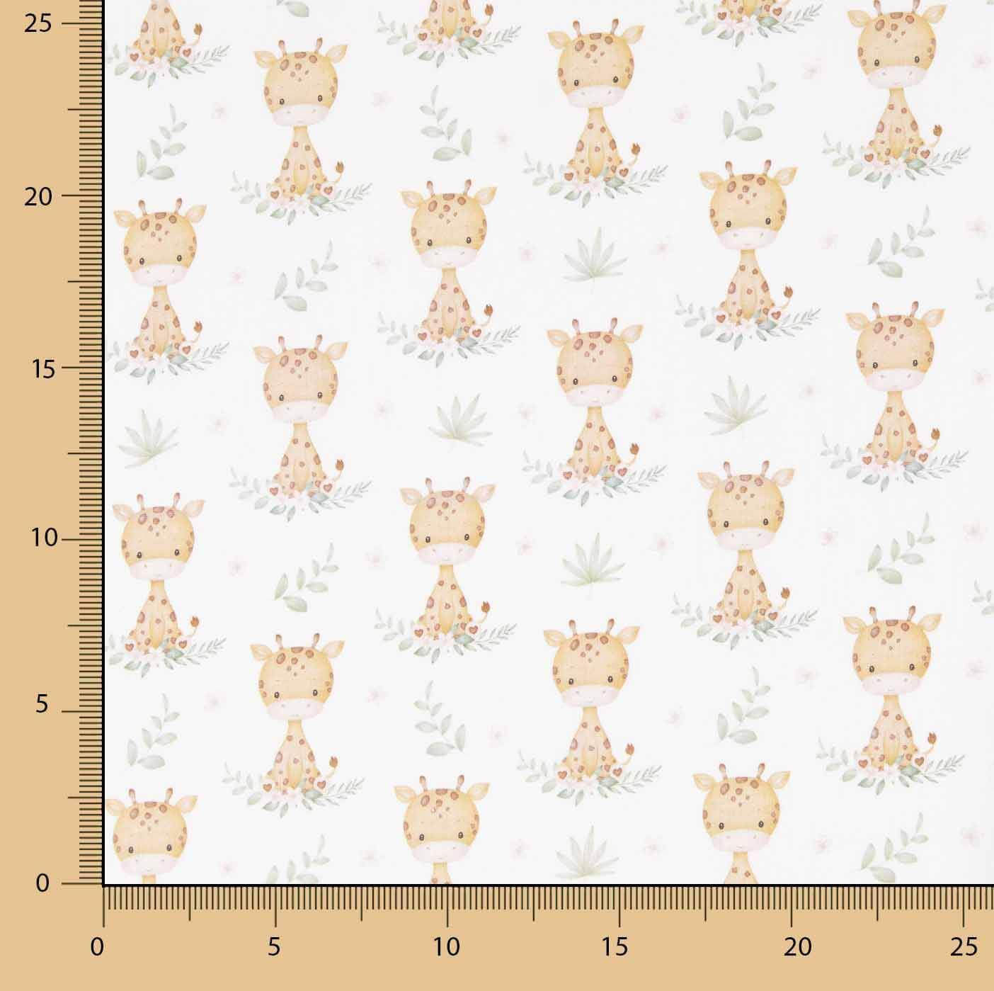 Bedrucktes Perkal mit Safari-Giraffenmuster - Ribes y Casals