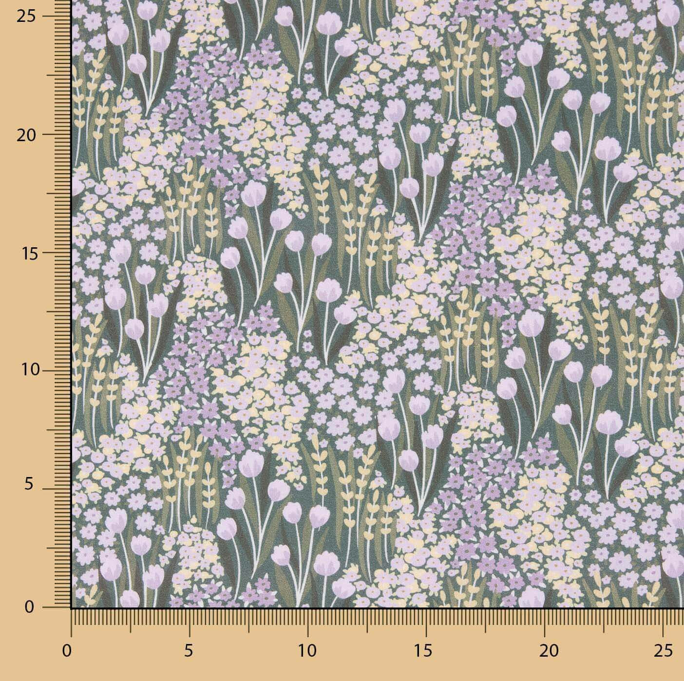 Bedrucktes Perkal in Lavendel und Salbei - Ribes y Casals