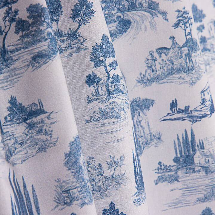 Bedrucktes Perkal „Silke“ in Blau - Ribes y Casals