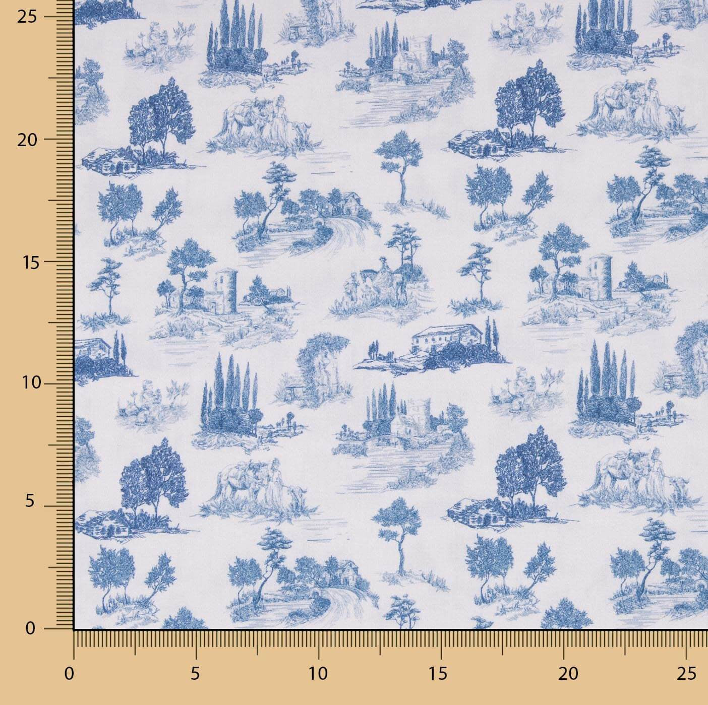Bedrucktes Perkal „Silke“ in Blau - Ribes y Casals