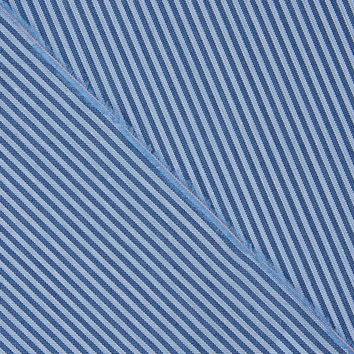 Zweifarbiges blaues Perkal-Streifenmuster, 1 mm - Ribes y Casals