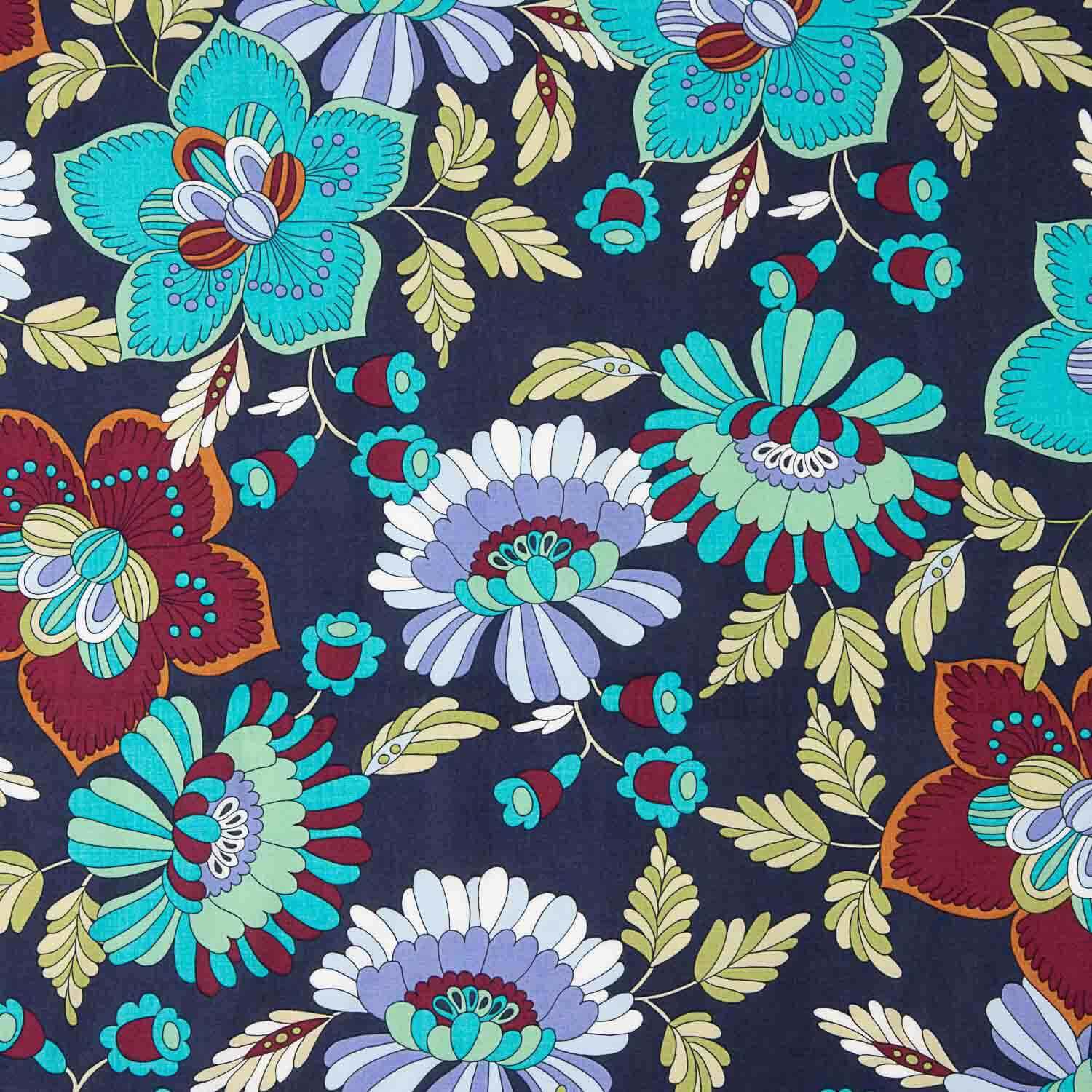 Bedruckte Viskose „Bohemian Garden“ Blau - Ribes y Casals