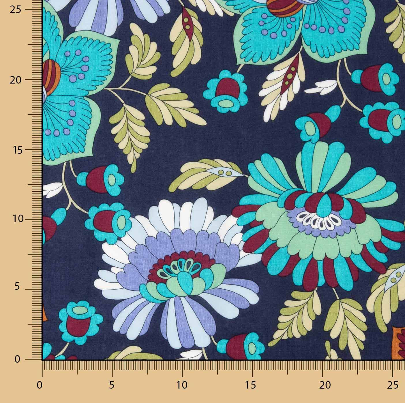 Bedruckte Viskose „Bohemian Garden“ Blau - Ribes y Casals