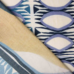 Viskose mit geometrischem Muster in Blau und Senfgelb - Ribes y Casals