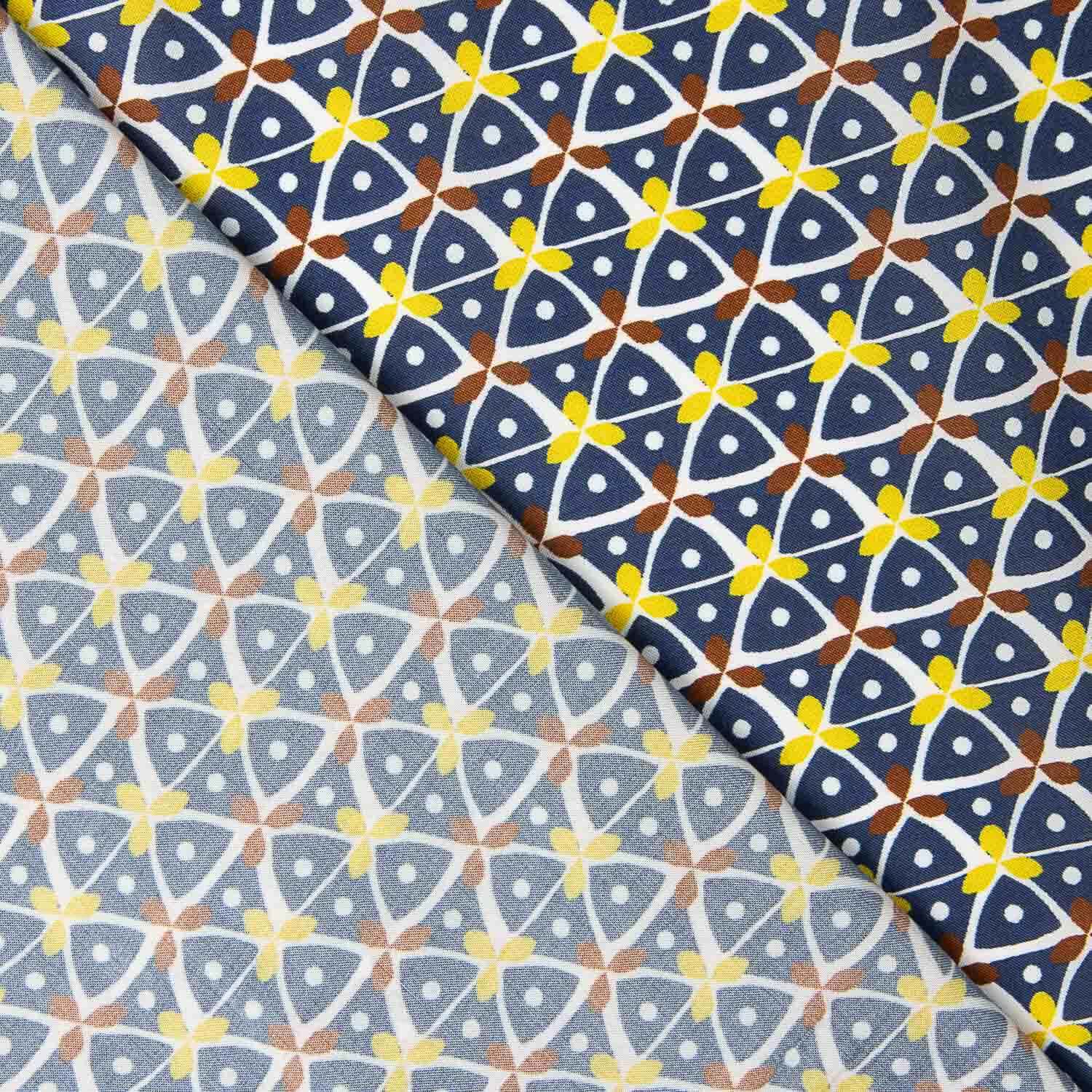 Bedruckte Viskose Kaleido Marineblau - Ribes y Casals