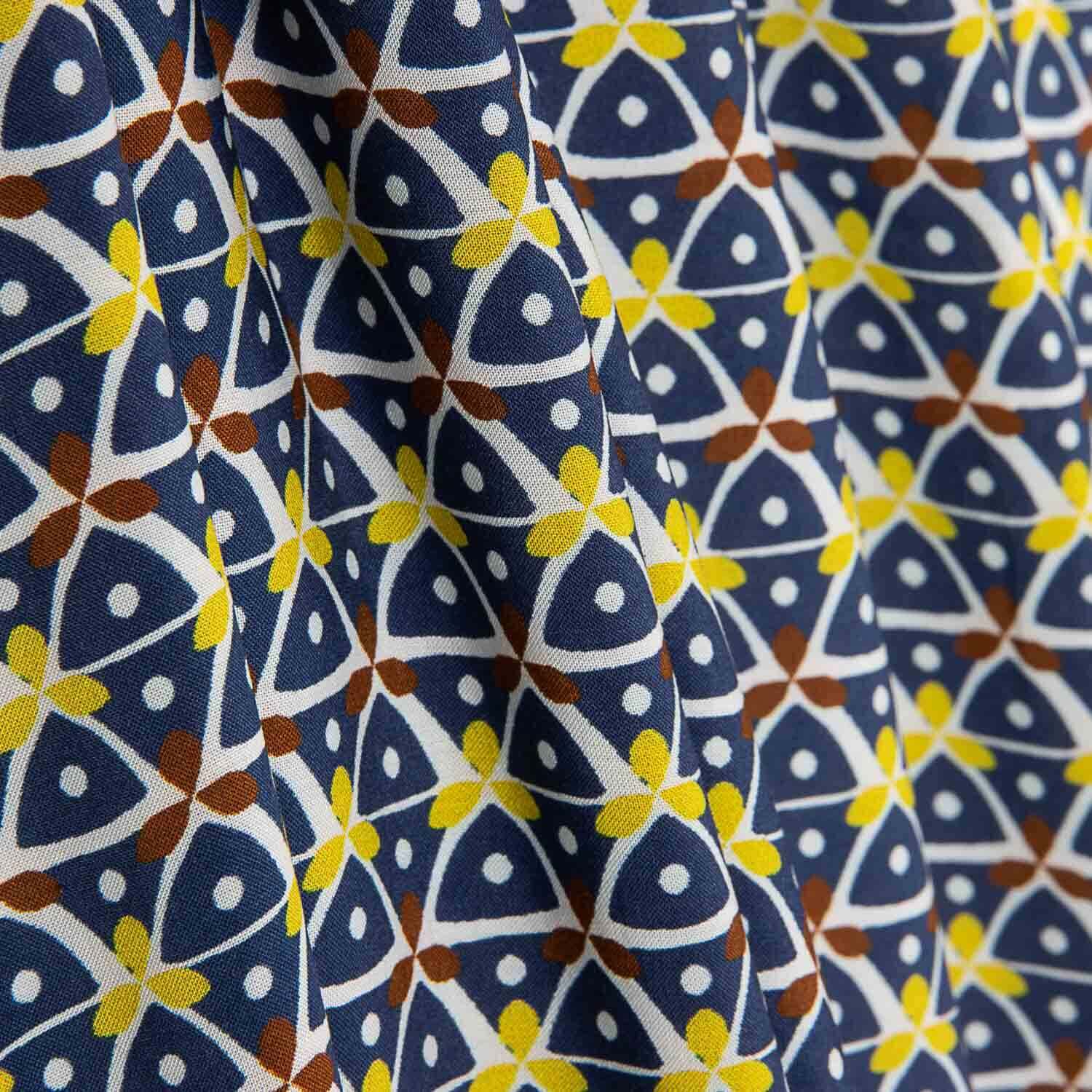 Bedruckte Viskose Kaleido Marineblau - Ribes y Casals