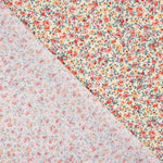 Popeline aus Bio-Baumwolle mit orangefarbenem und rotem Blumendruck - Ribes y Casals