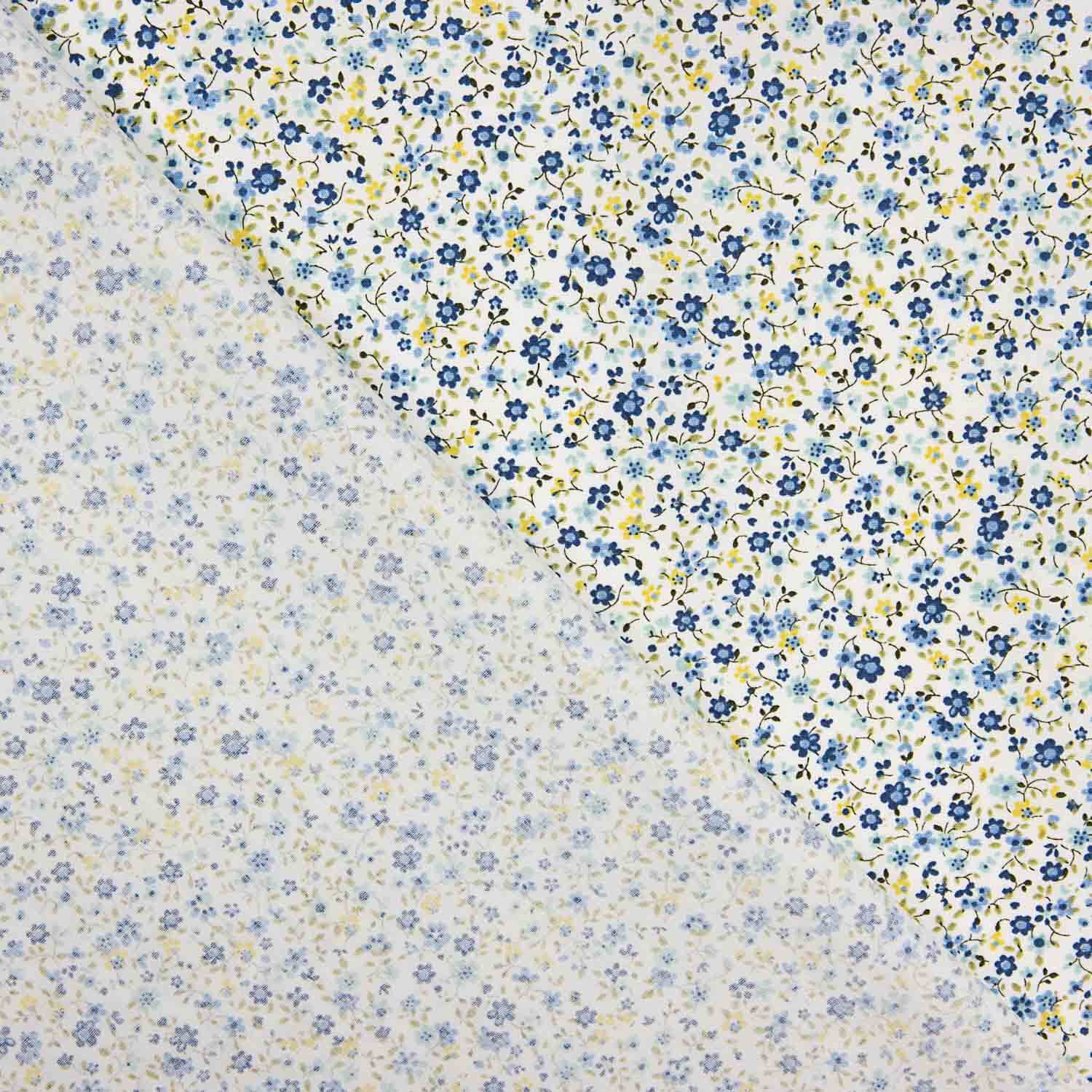 Reststück Popeline aus Bio-Baumwolle mit „Tausend blaue Blumen“-Muster – verschiedene Maße x Breite 145 cm - Ribes y Casals