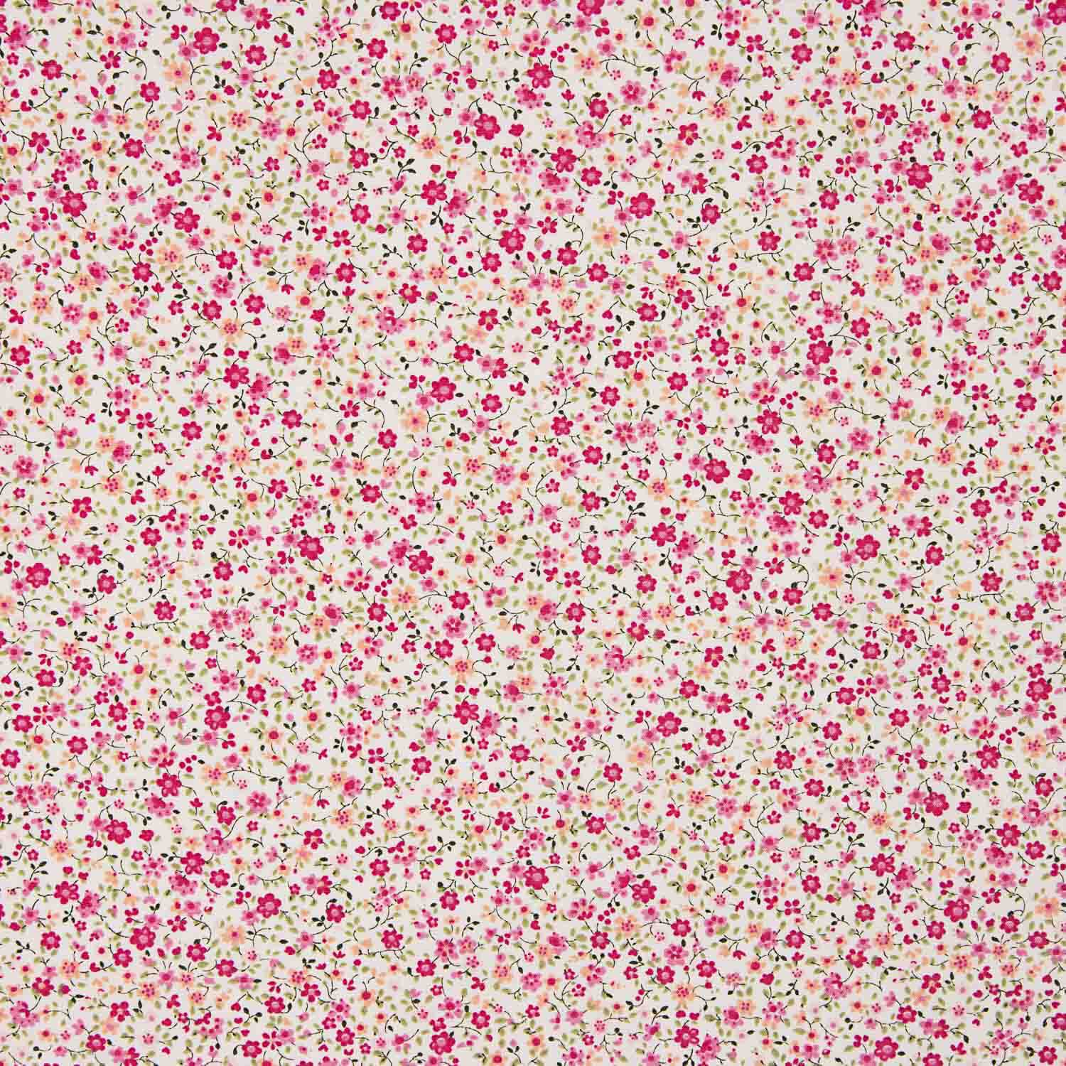 Popeline aus Bio-Baumwolle Bio-Baumwolle Fuchsia Thousand Flowers Print - Ribes y Casals