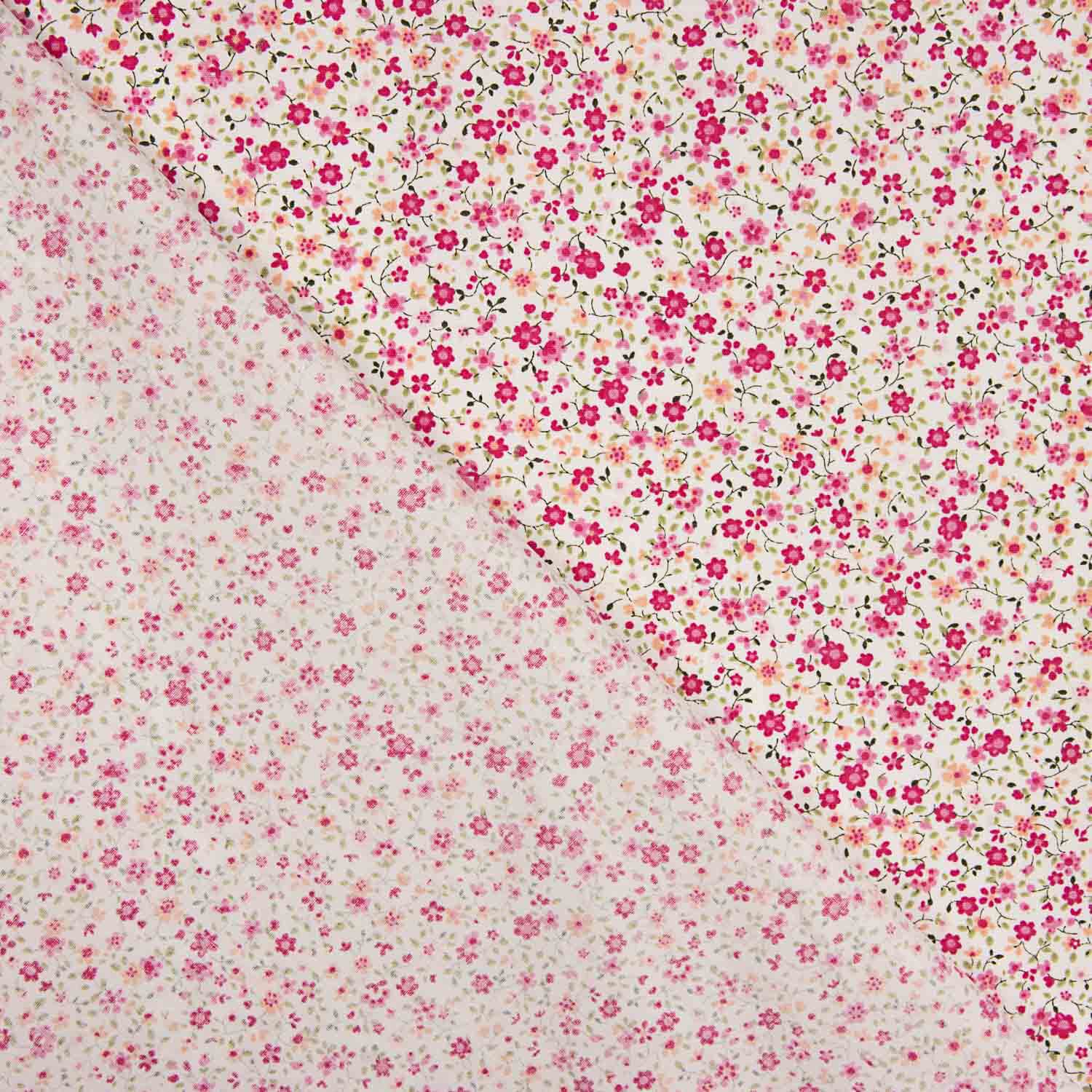 Popeline aus Bio-Baumwolle Bio-Baumwolle Fuchsia Thousand Flowers Print - Ribes y Casals