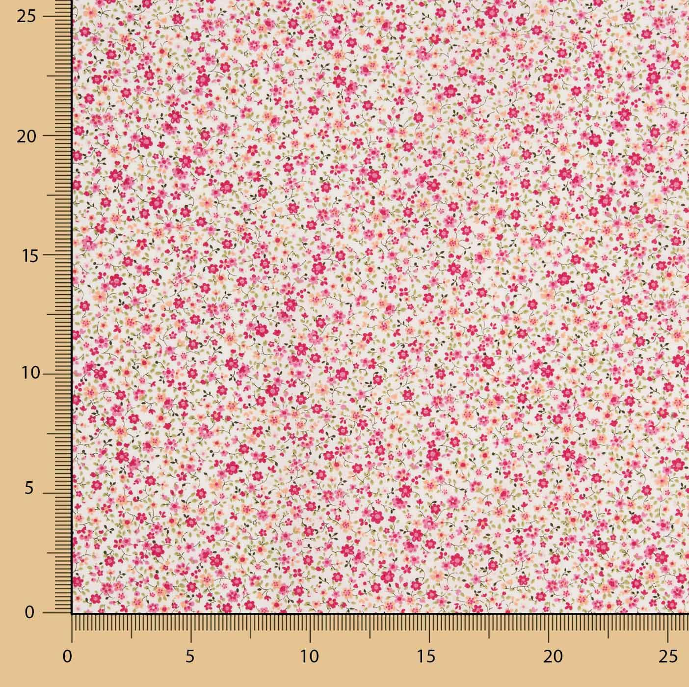 Popeline aus Bio-Baumwolle Bio-Baumwolle Fuchsia Thousand Flowers Print - Ribes y Casals