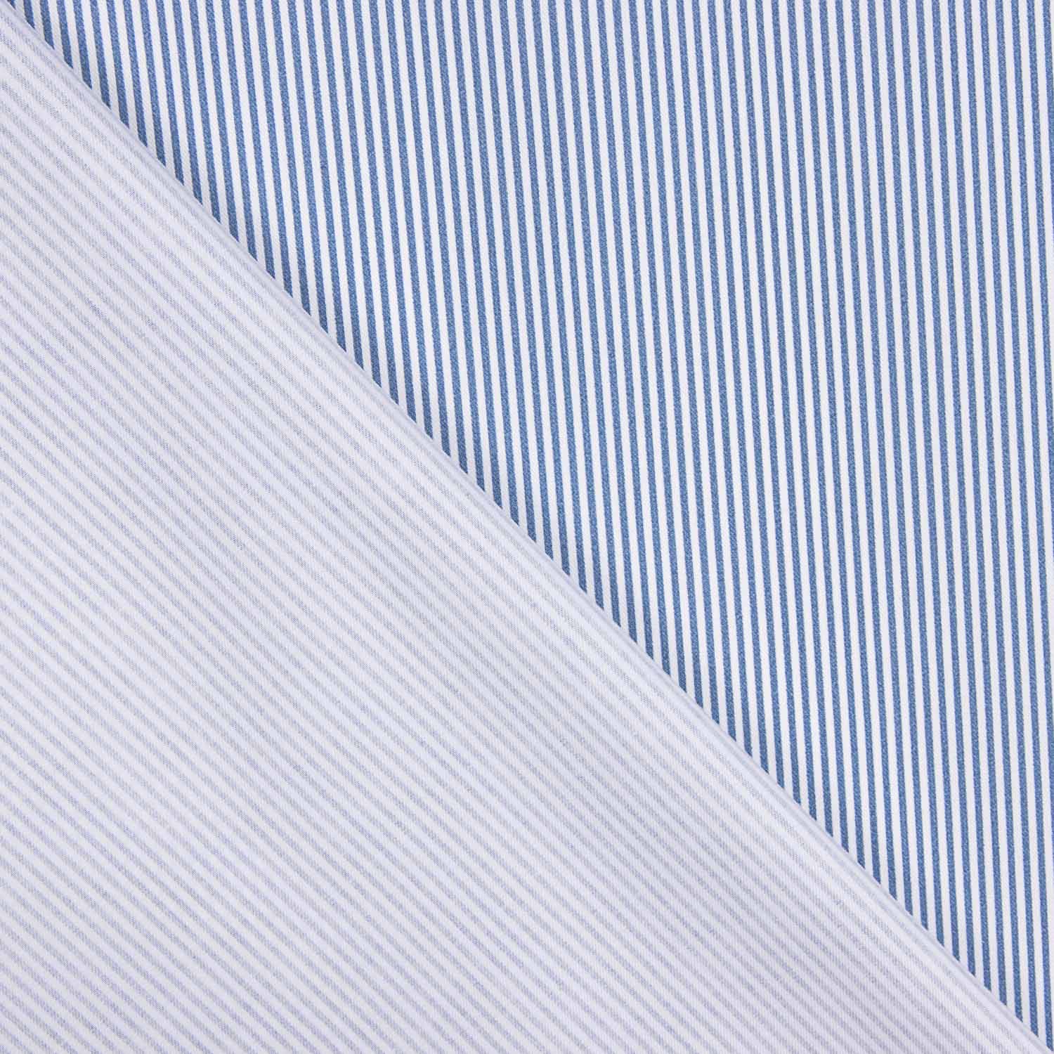 Popeline aus Bio-Baumwolle Bio-Baumwolle Blau-Weiß-Millistreifen - Ribes y Casals
