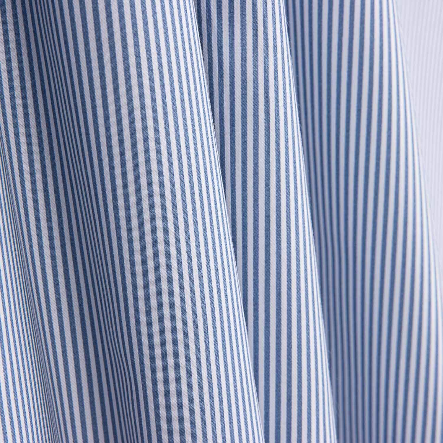 Popeline aus Bio-Baumwolle Bio-Baumwolle Blau-Weiß-Millistreifen - Ribes y Casals