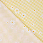 Bio-Baumwoll-Popeline Vichy und Gänseblümchen Druck Bio-Baumwoll-Popeline Gelb - Ribes y Casals