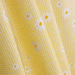 Bio-Baumwoll-Popeline Vichy und Gänseblümchen Druck Bio-Baumwoll-Popeline Gelb - Ribes y Casals