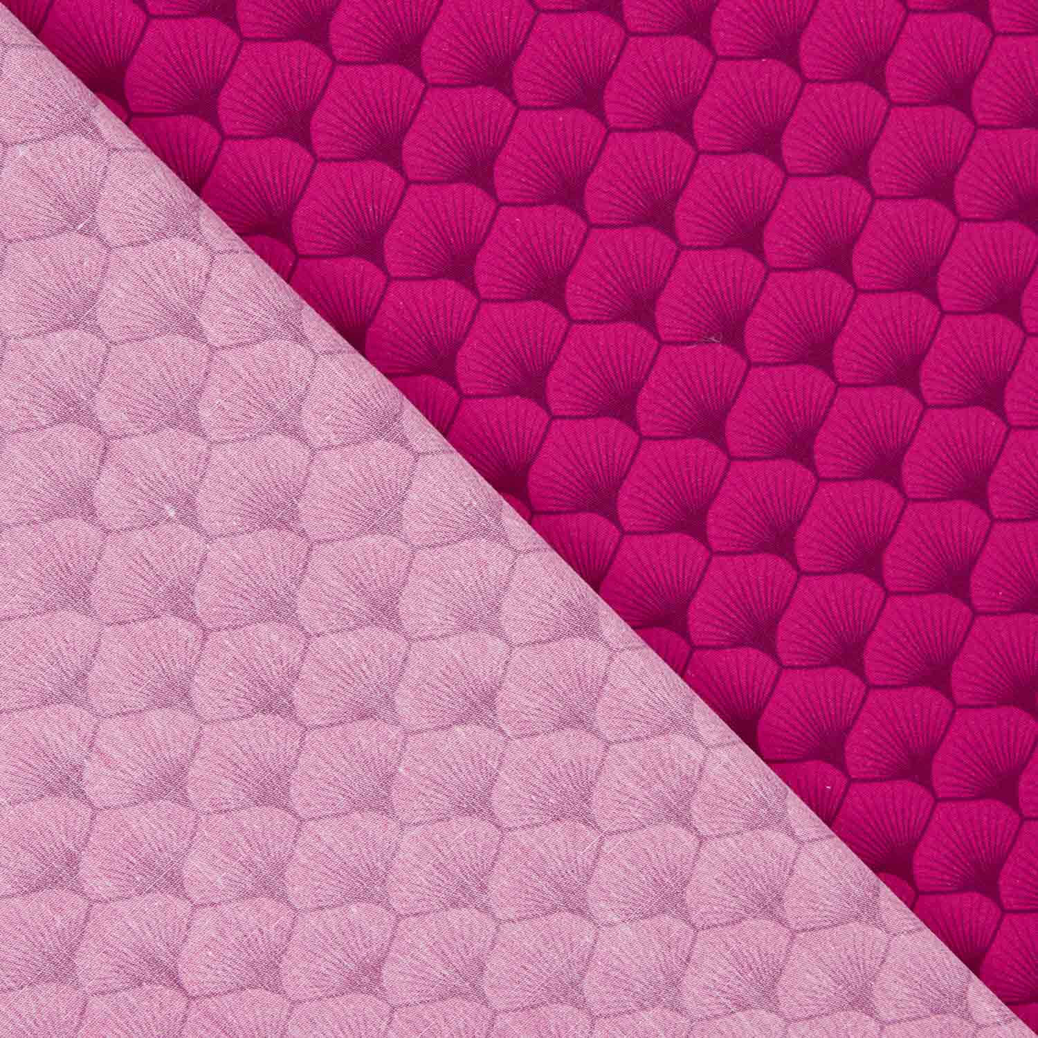 Fuchsia Fans Bedruckte Baumwolle Popeline - Ribes y Casals
