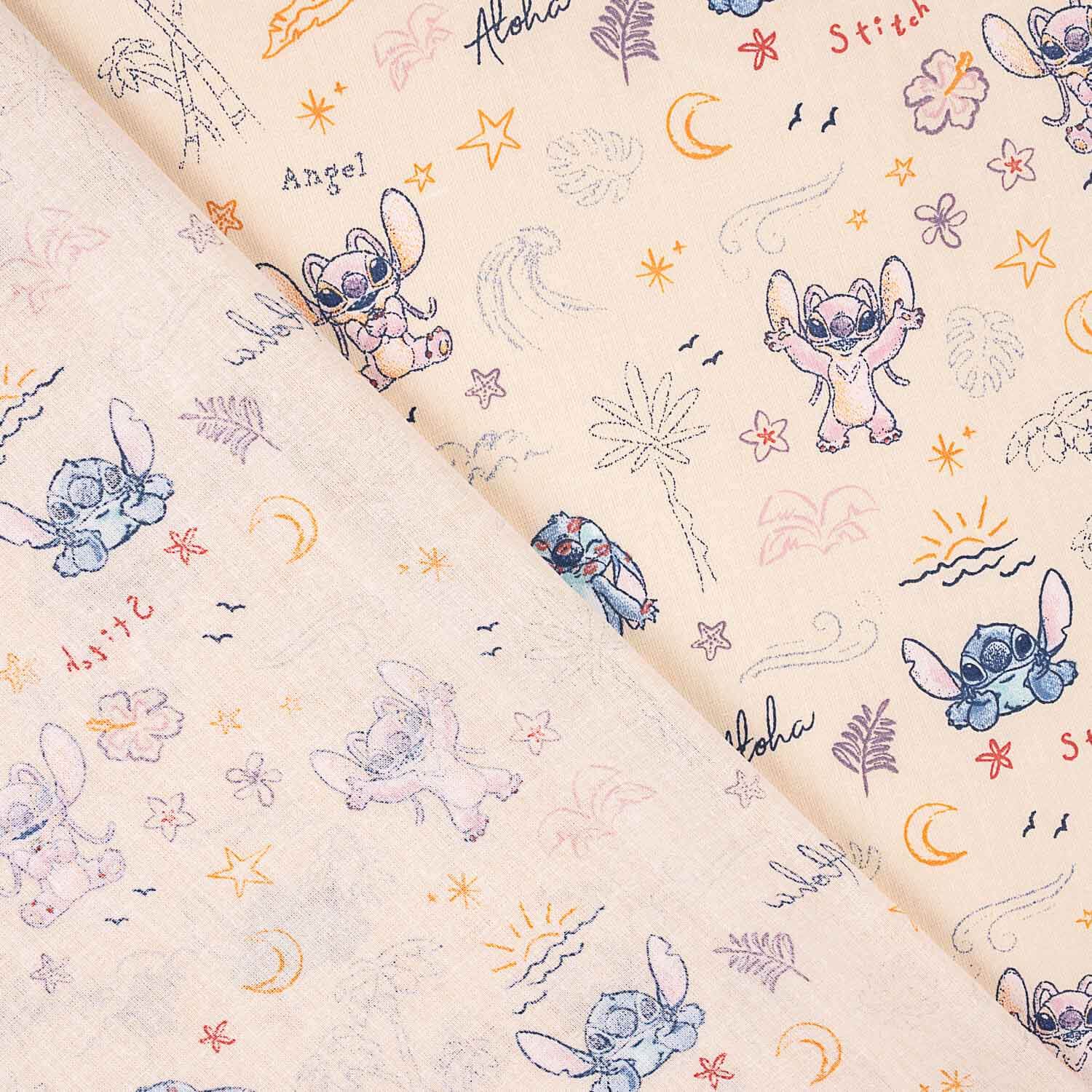 Stitch y Angel Bedruckter Baumwoll-Popeline-Stoff - Verschiedene Größen x Breite 150 cm - Ribes y Casals