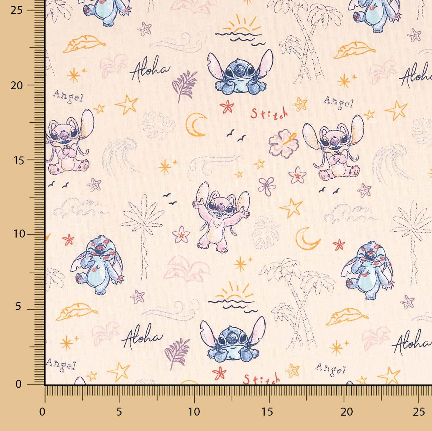 Stitch y Angel Bedruckter Baumwoll-Popeline-Stoff - Verschiedene Größen x Breite 150 cm - Ribes y Casals