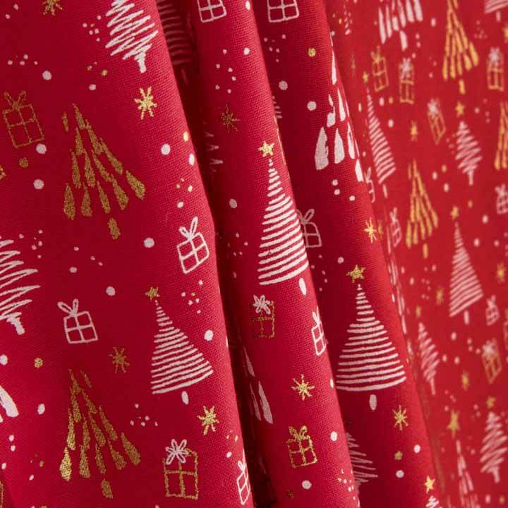 Bedruckte Popeline „Weihnachtsmuster Rot“ - Ribes y Casals